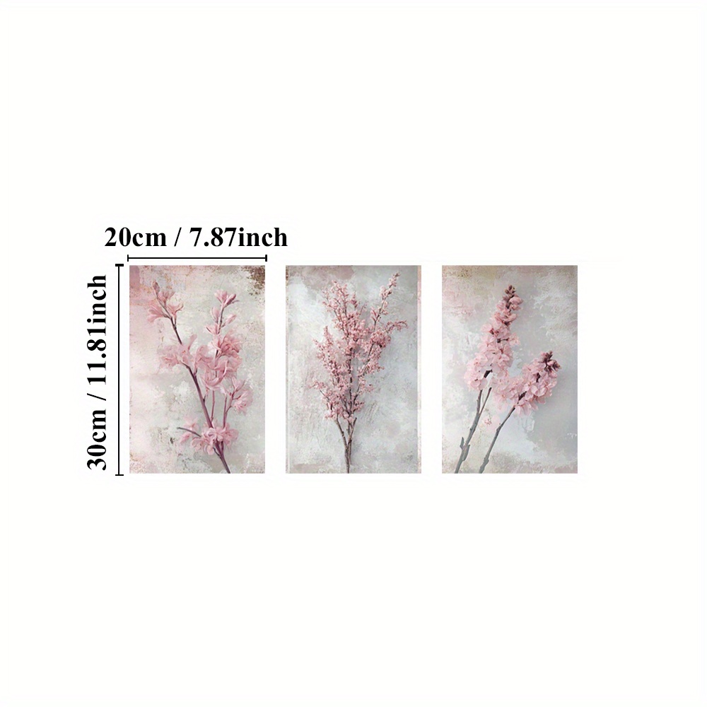 프레임리스 3피스 액자형 식물 포스터, 핑크 꽃 캔버스 - Photography Pose 리뷰 및 가격