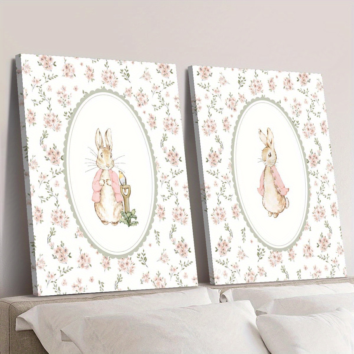 2pcs 레트로 부활절 토끼 캔버스 인쇄 아트, 프레임 - Photography Types 리뷰 및 가격