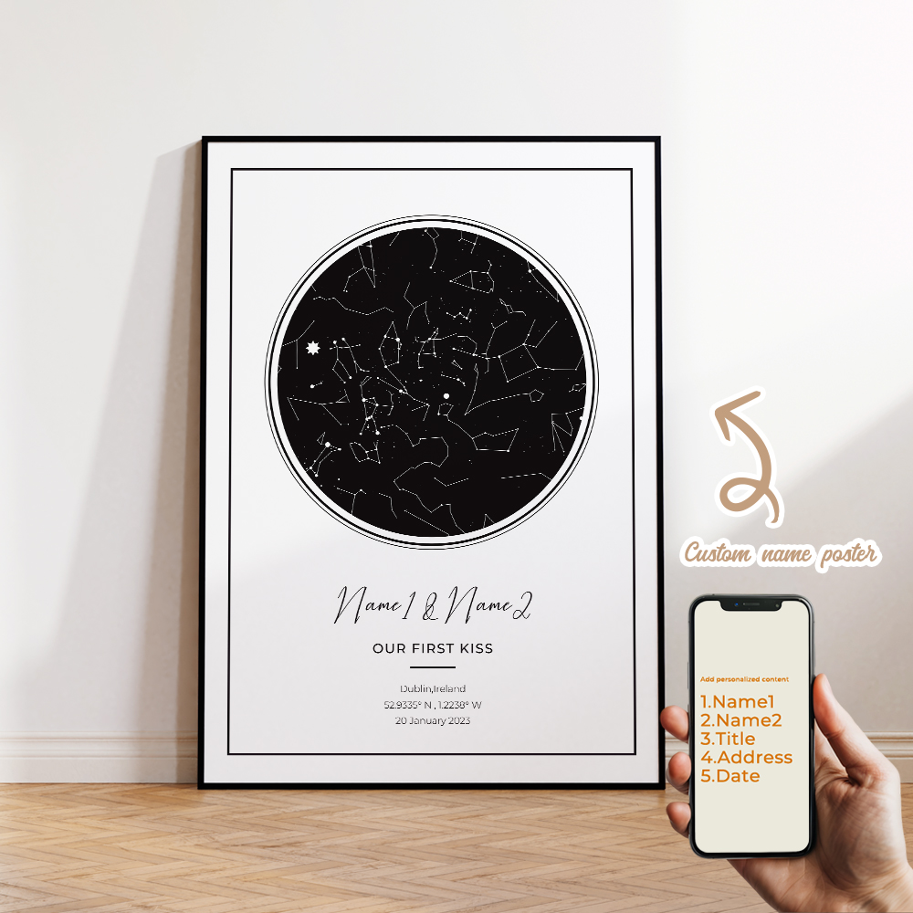현대적인 맞춤형 개인화된 밤하늘 별 지도 벽 예술 캔버 - Photography Style 리뷰 및 가격