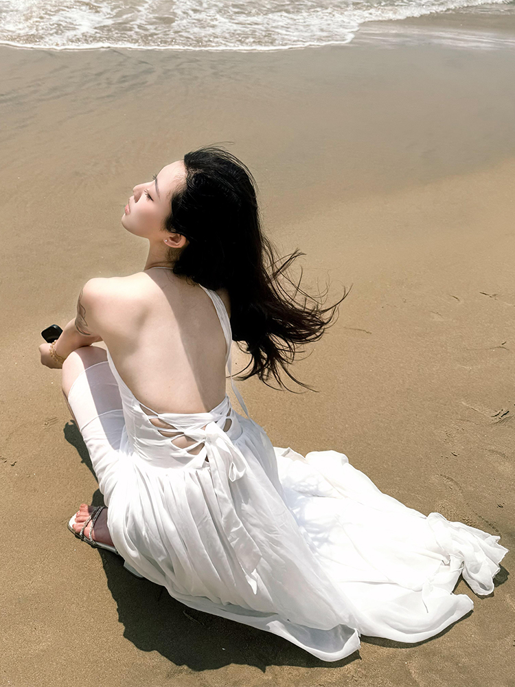 발리 비치 백리스 드레스 여성용 아름다운 휴가용 흰색  - Photography Bali 리뷰 및 가격